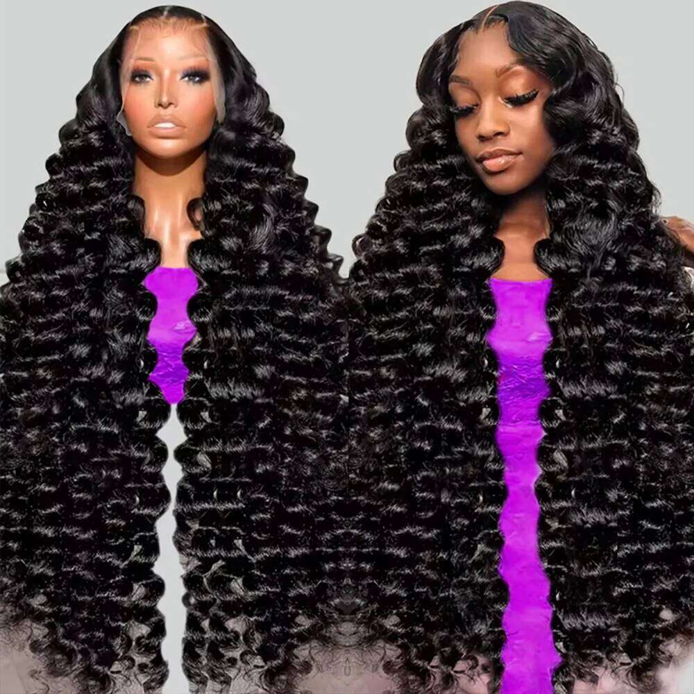 40Inch Loose Deep 13x4 13x6 360 Human Hair 250 Density Brazilian Water Curly Nature Wave HD Lace Frontal Wig Preplucked