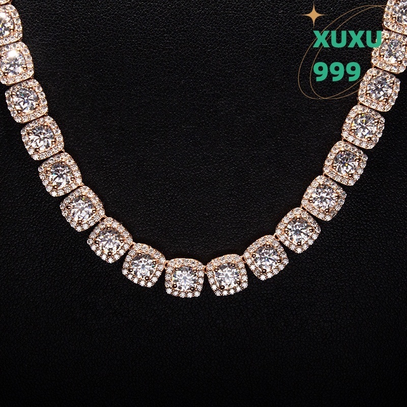 OACOCA Hip Hop Iced Out 925 Silver VVS Moissanite Diamond Clustered Tennis Chain Necklace