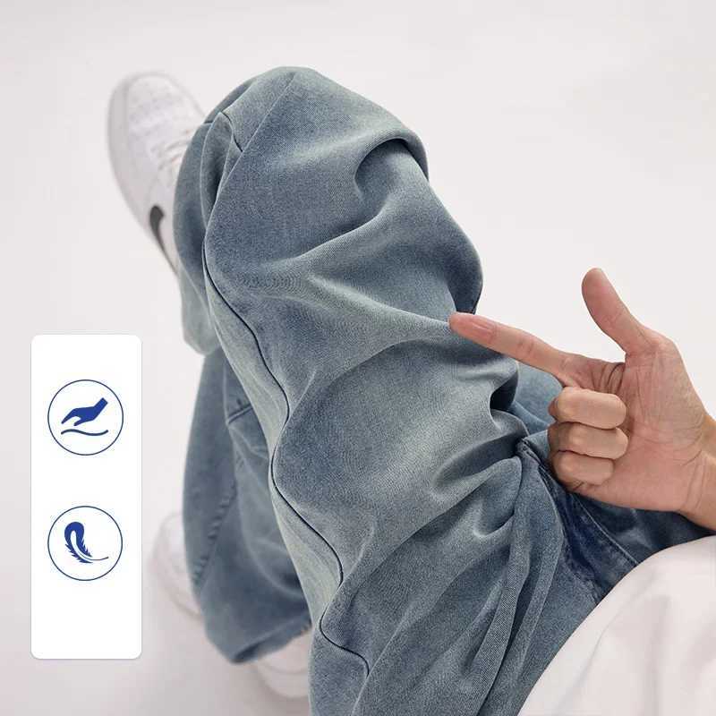 New Anti-wrinkle Soft Lyceler Jeans Men Thin Loose Straight Fashion Korean Comfortable Wide Trousers Denim Pants Men Streetwear M250610