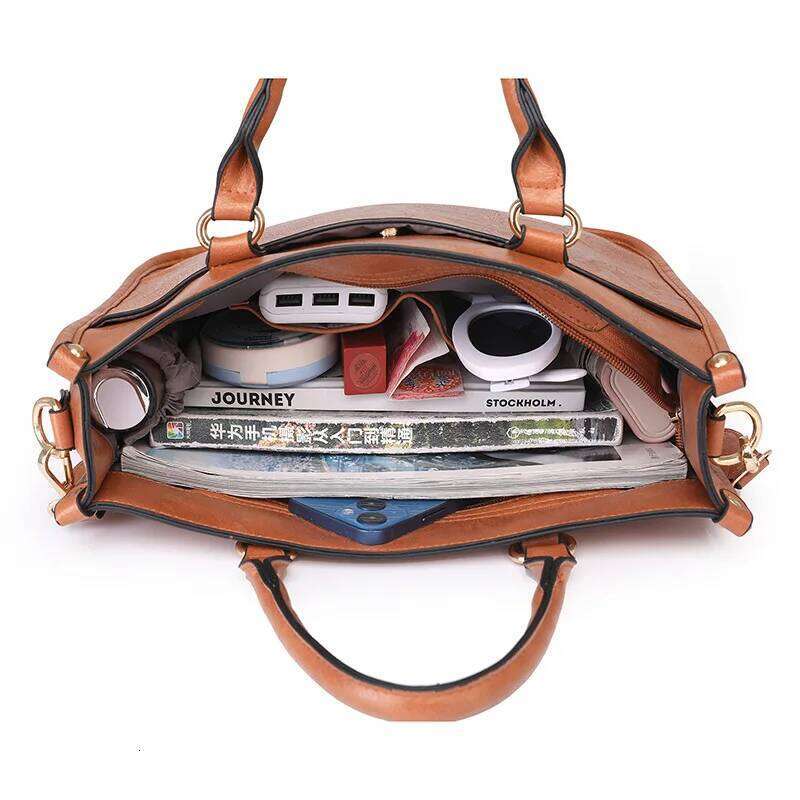 Designer Luxury 2025 New Casual Retro Women's Crossbody Daily Handbag Briefcase Fashion PU Leather Commuting Shopping Shoulder Bag For Women