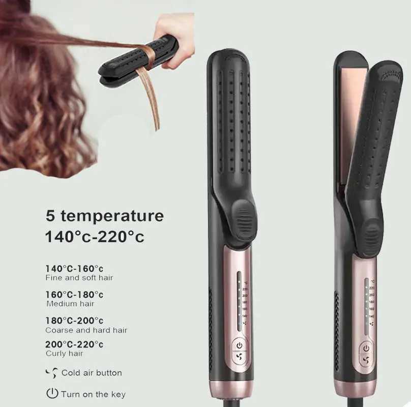 2 In 1 Ceramic Cool Airflow Hair Styler Portable Hair Straightener And Curler 3D Floating Plate Cool Air Styler Flat Iron W250610