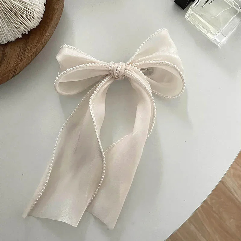 Bow Hair Clip Women Cute Bowknot Riband Hairpin Barrettes Girls Solid Color Ponytail Clip Hair Accessories Headwear Gift 250610