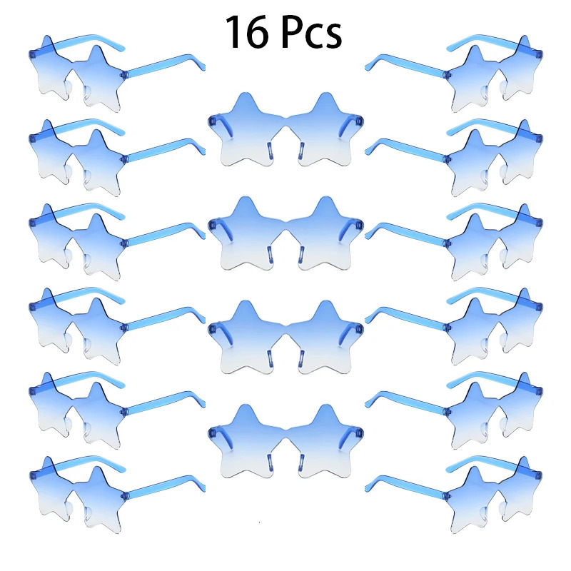 16/20 Pcs Per Set Rimless Star Shaped Sunglasses Fashion Cute Gradient Beach Holiday Shades Women Trendy Rave Sun Glasses 250530