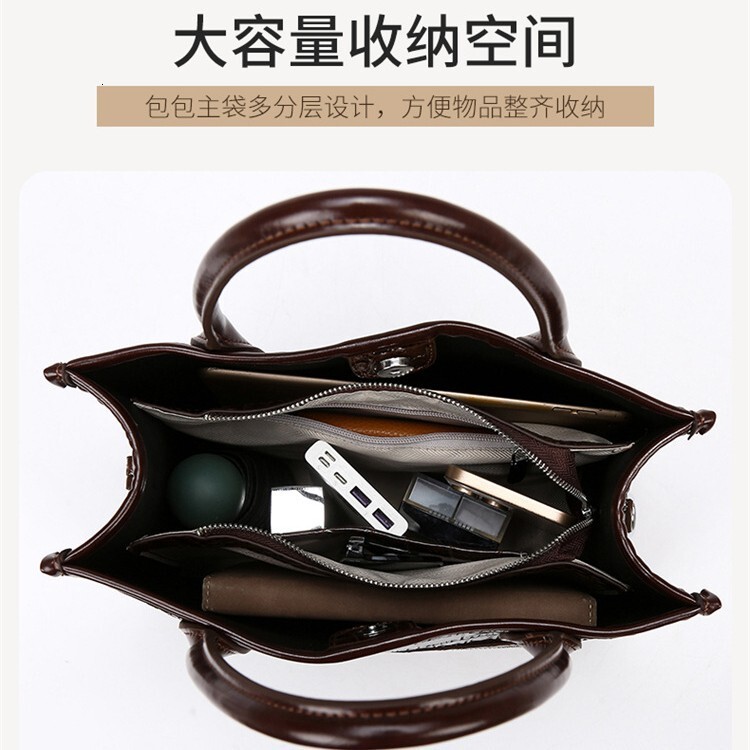 Tote American Style Crocodile Pattern High-end Fashion Commuter Bag Large Capacity Trade Handbag for Women