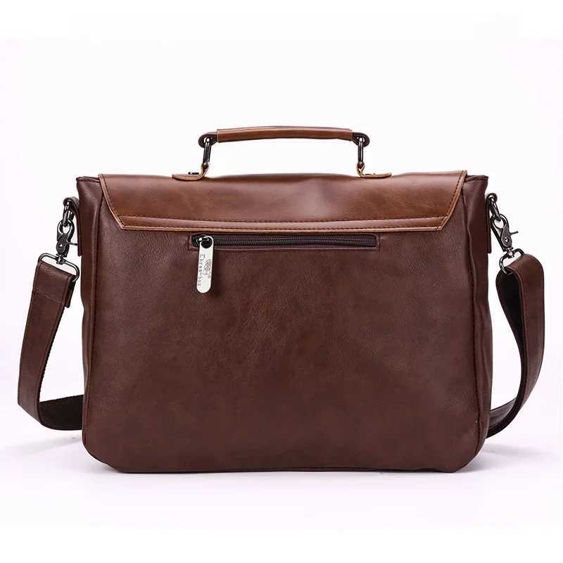 2024 New Brand Leather Men Handbags Business Briefcase Vintage Crossbody Shoulder Bags Male Messenger Bag Leather Office Tote A4 W250610