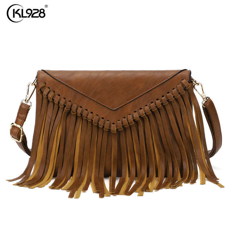 Trendy Women's New Tassel Shoulder Crossbody Envelope Small Square Bag