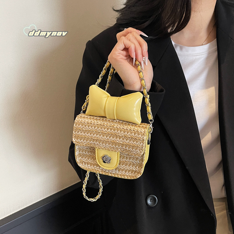 Korean Mini Textured Small 2025 New Fashion Stylish Chain Crossbody Bag Spring Summer Niche Bowknot ddmynov