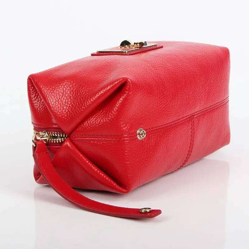 Fashion Trend Women Genuine Real Leather Underarm Female Small Pouch Bag Lady Cosmetic Bags Make Up Beauty Bagsr