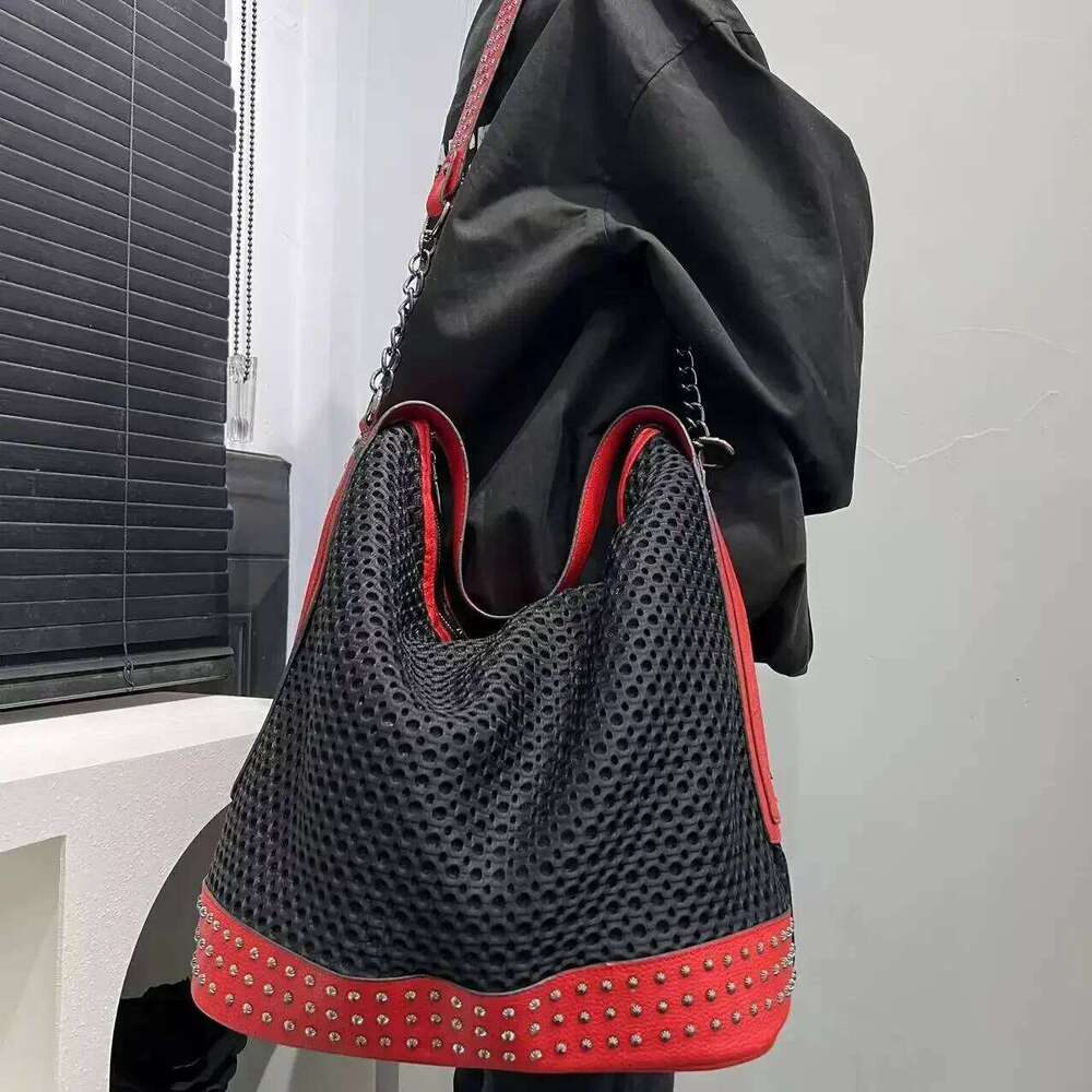 Y2K Revival: Styluxury bagdesigner baglish Ladies High-capacity Retro Spliced Tote Bag Perfect Fusion of Trendy Aesthetics