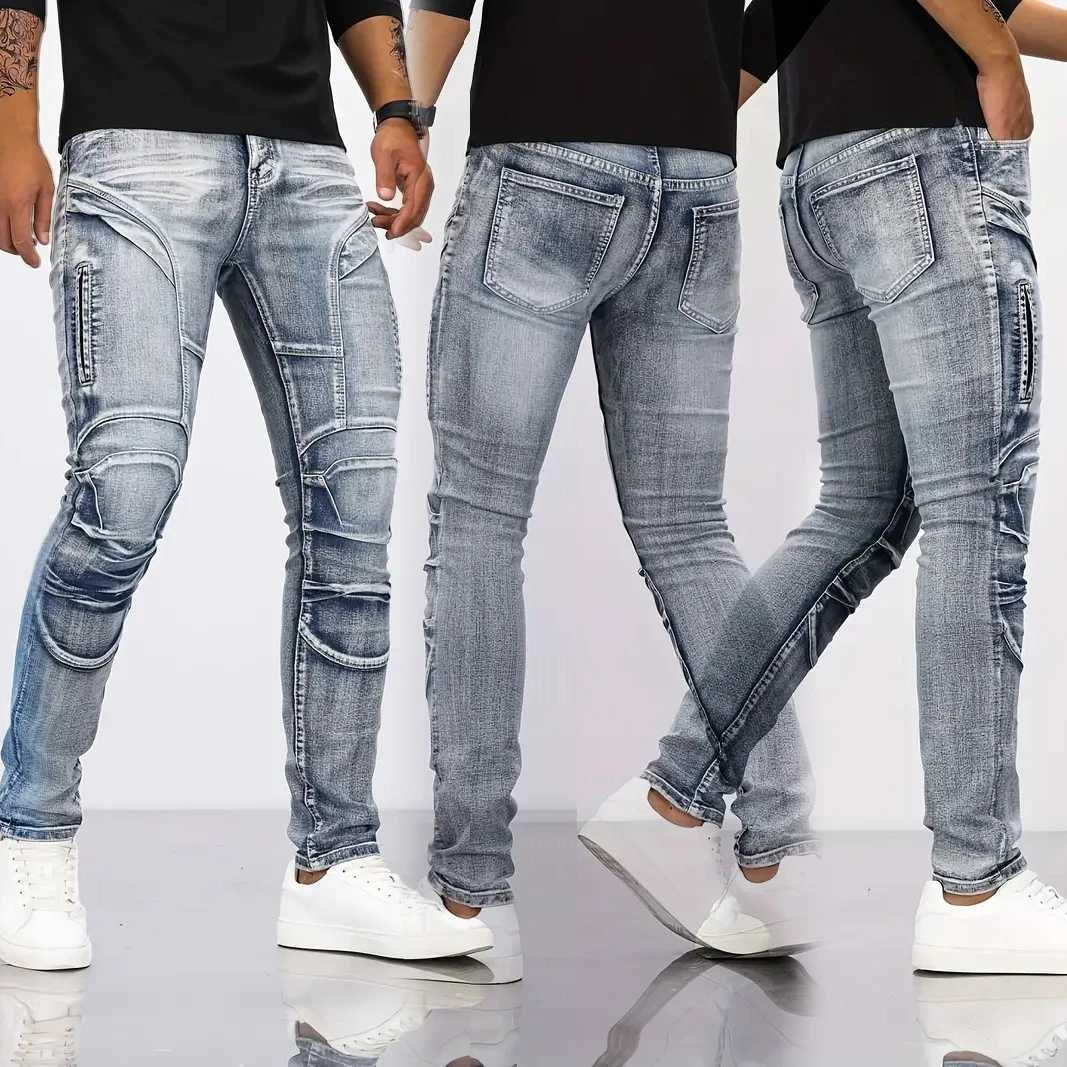 2025 Jeans Mens Small Straight Leg Denim Design Pants New Slim Fit Small Hole Long Pants High Street Classic High Quality Mens M250610