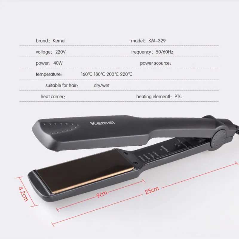 KM-329 Professional Straightening Irons Fast Warmup Thermal Performance Tourmaline Ceramic Heating Plate Hair Straightener W250610