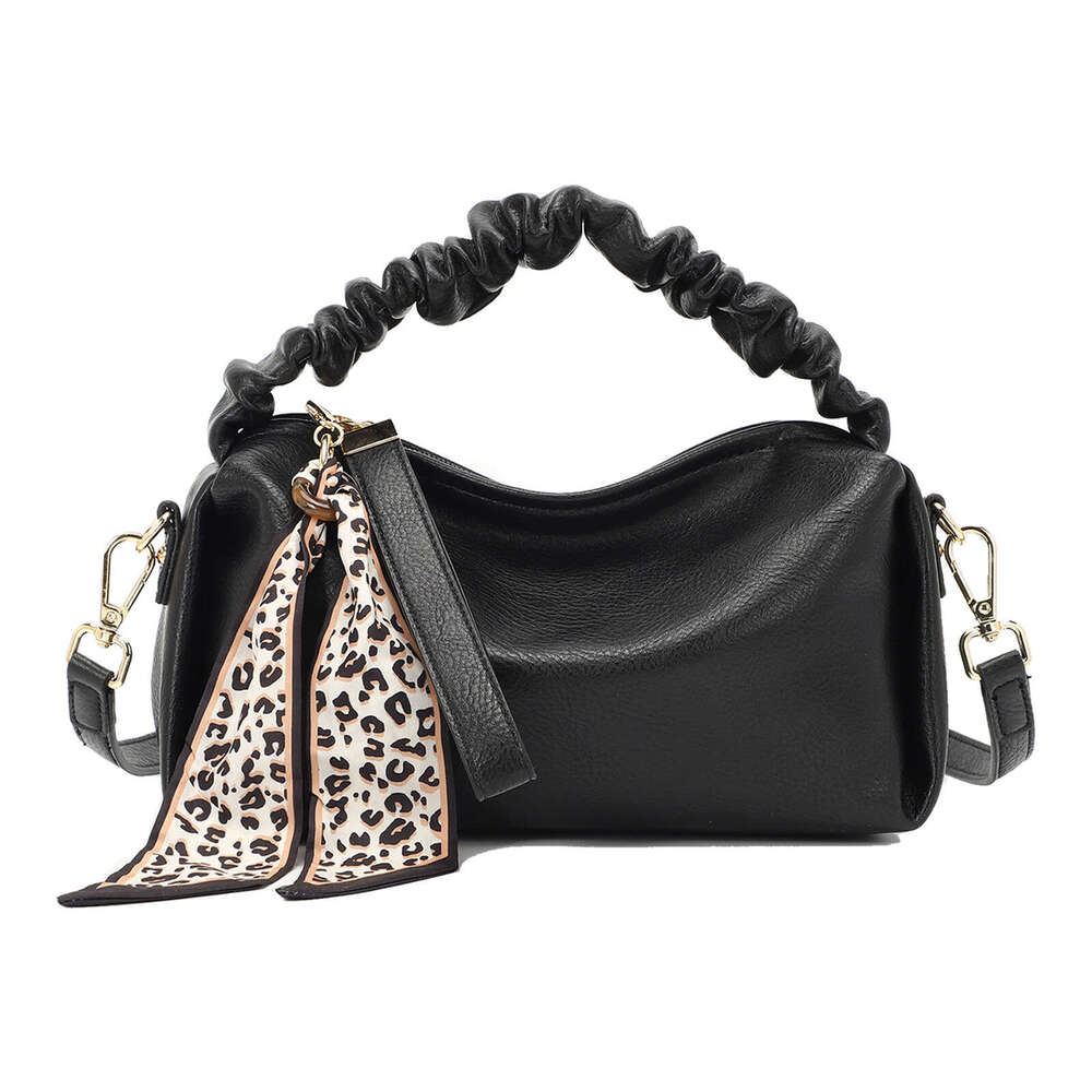 Women's Handbag Simple Fashion Leopard Print Pleated Shoulder Street Trend Daily Matching Crossbody Bag