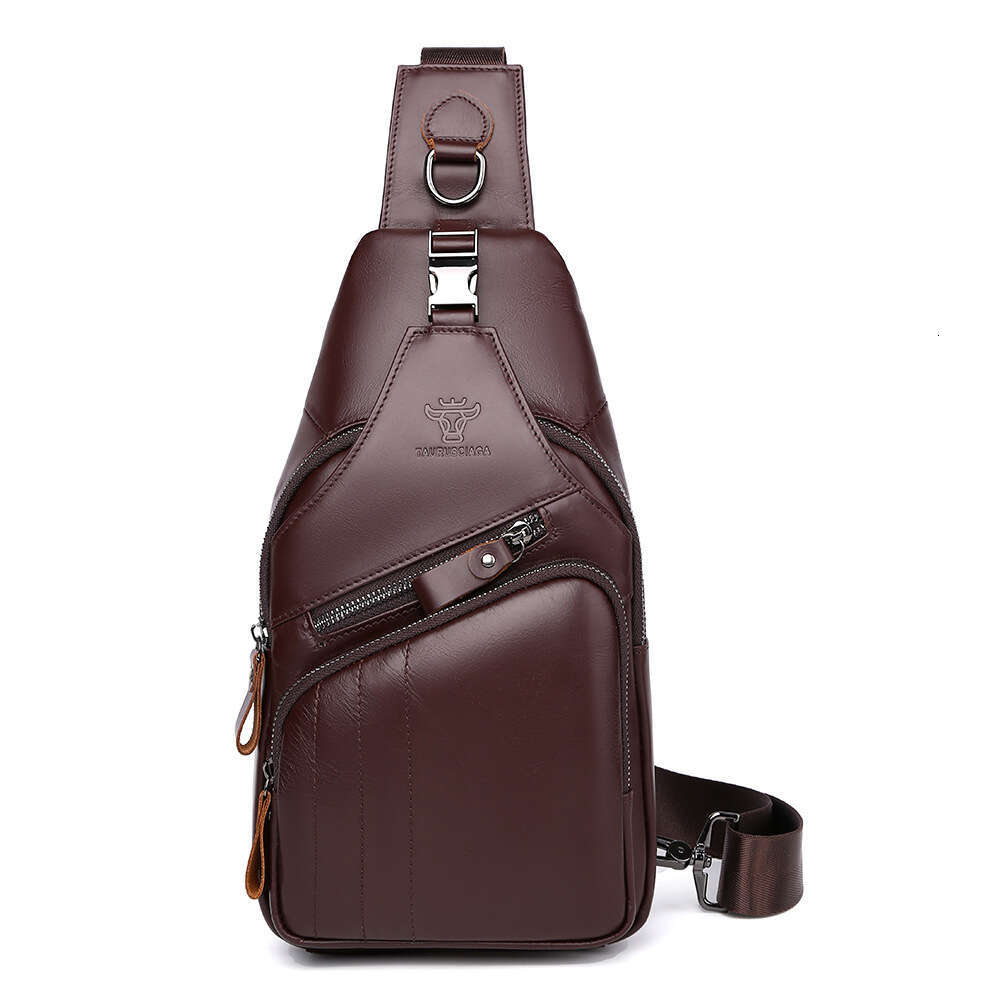 TAURUSCIAGA Top Layer Men's Chest Oil Wax Cowhide Fashion Genuine Leather Crossbody Bag