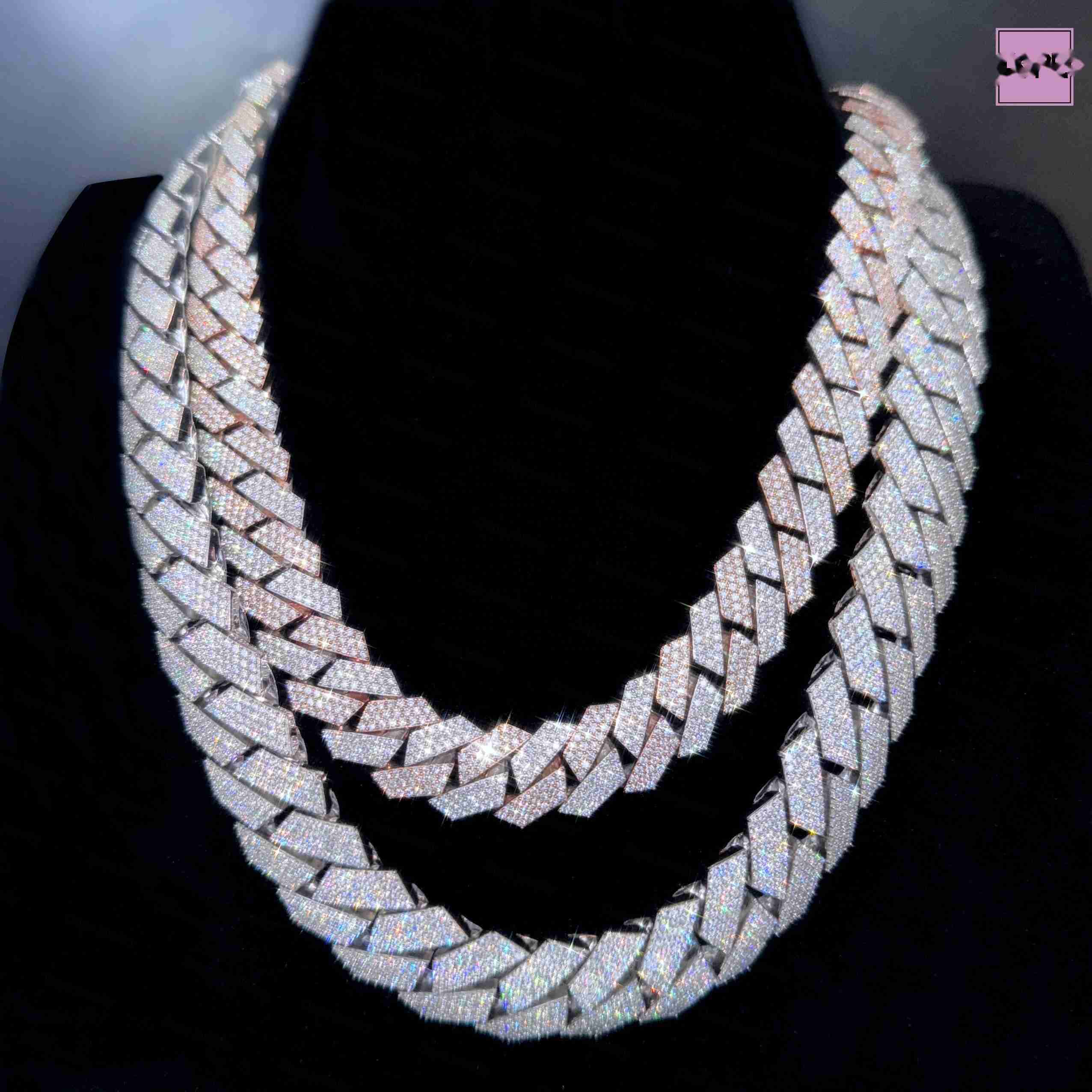 OACOCA 12mm 15mm VVS Moissanite Cuban Link Chain Custom Clasp 925 Silver Iced Hiphop Moissanite Cuban Chain