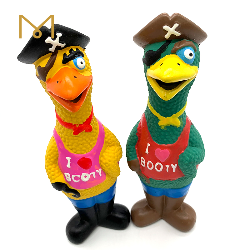 Squeaky Rubber Chewy Dog Toy Durable Dogs Play Natural Soft Squeaky Soft Rubber Pet Chew Pirate Chicken Wholesale Latex Dog Toys 4pcs/Pack