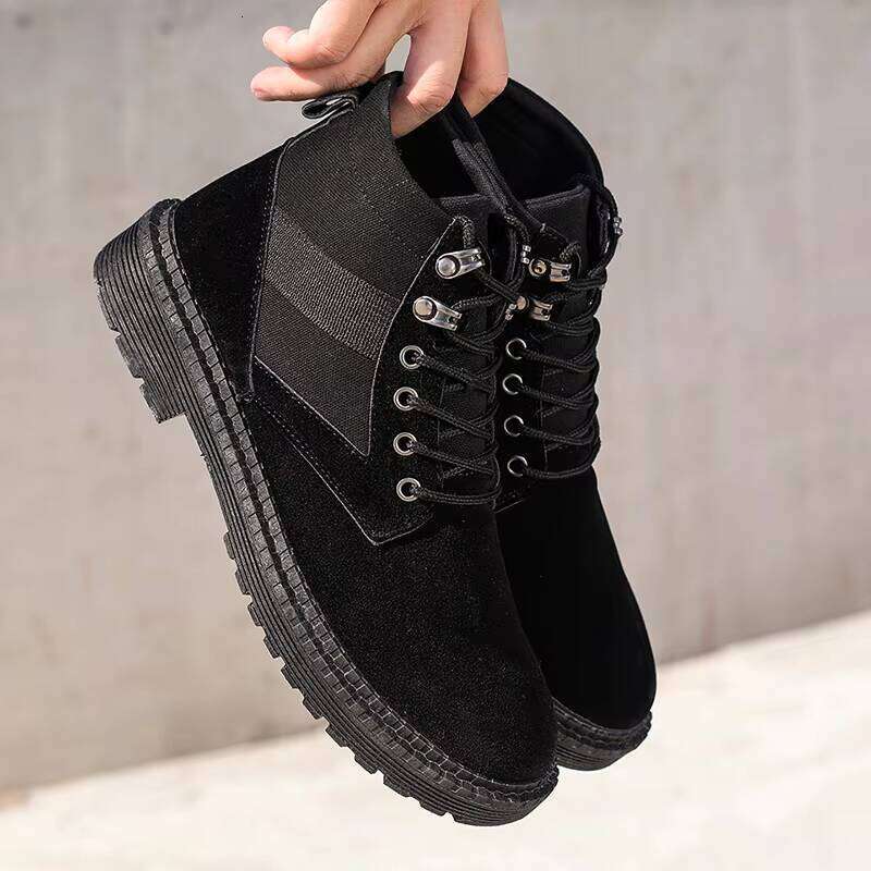 New High-top Casual British Canvas Suede Men's Shoes Wild Fashion Tooling Boots