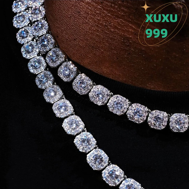 OACOCA 5mm Moissanite Tennis Chain 925 Silver Hip Hop Jewelry for Men