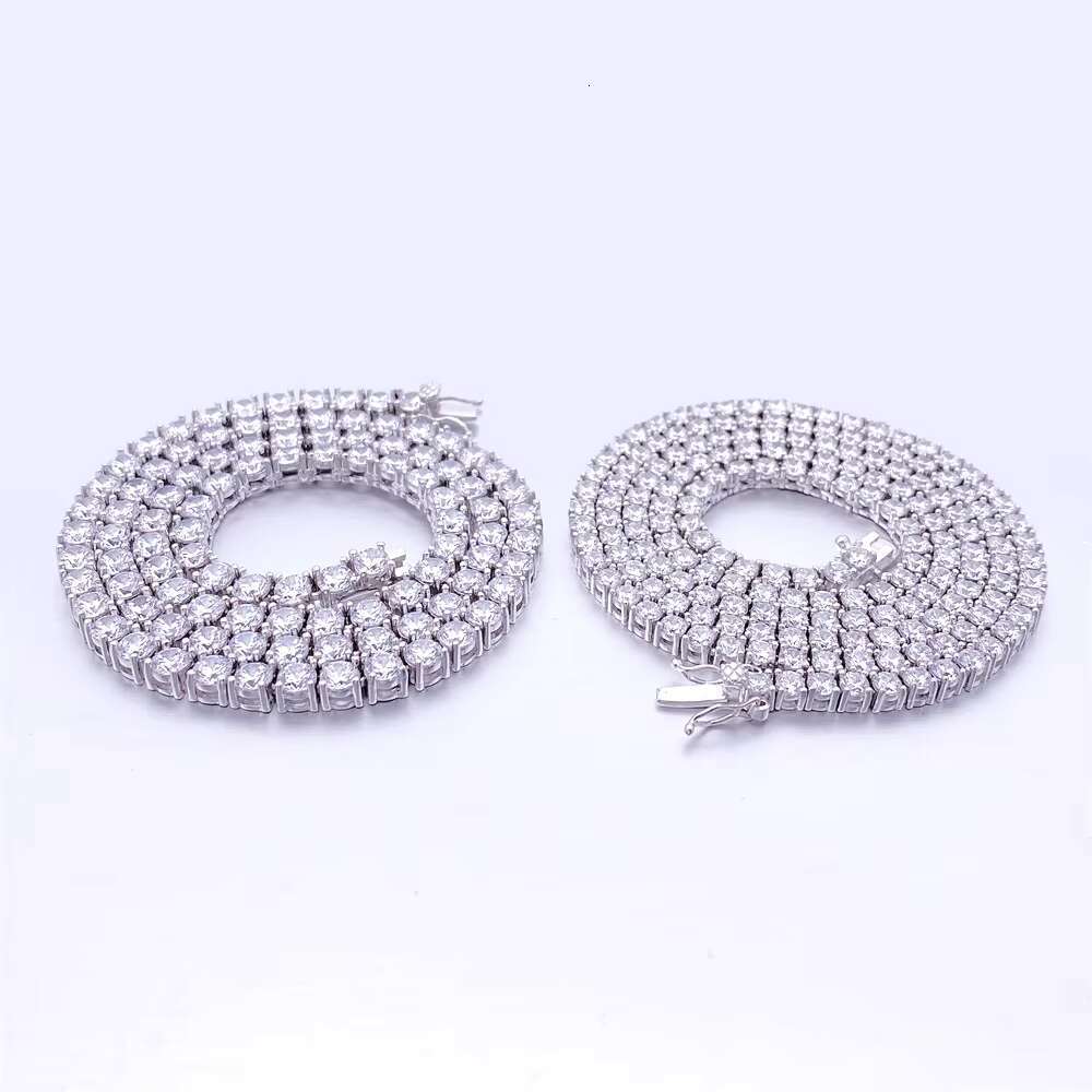 OACOCA High Quality 3mm Hip Hop Moissanite Tennis Chain 925 Sterling Silver Necklace Elegant Jewelry