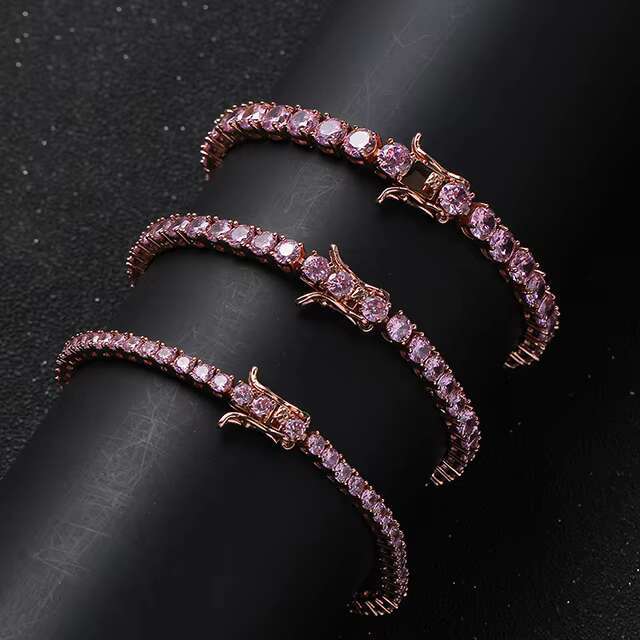 OACOCA 3mm 4mm 5mm Tennis Chain Bracelet pink Tennis Bracelet