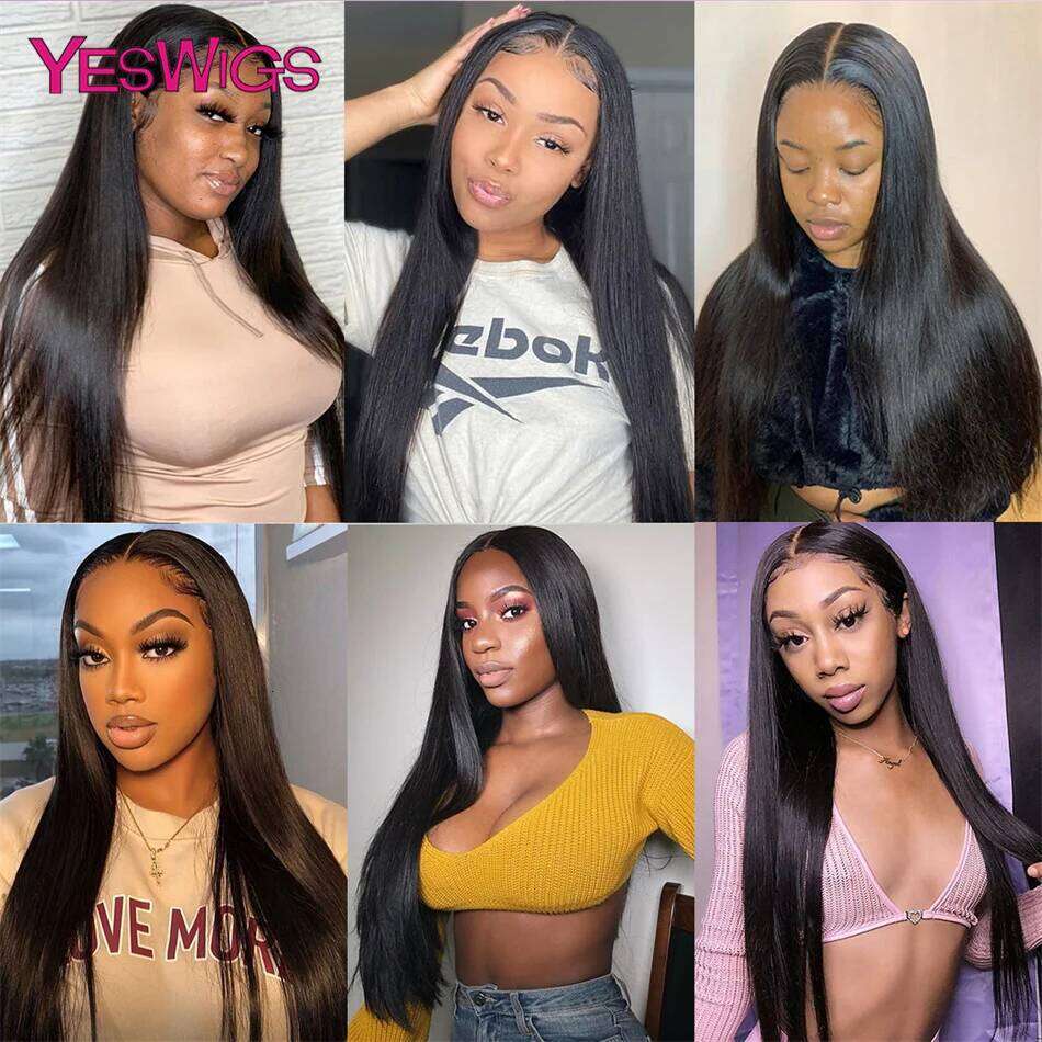 30 34 Inch Bone Straight 13x4 13x6 Frontal Wig Brazilian Lace Front Human Hair Wigs For Women Pre Plucked