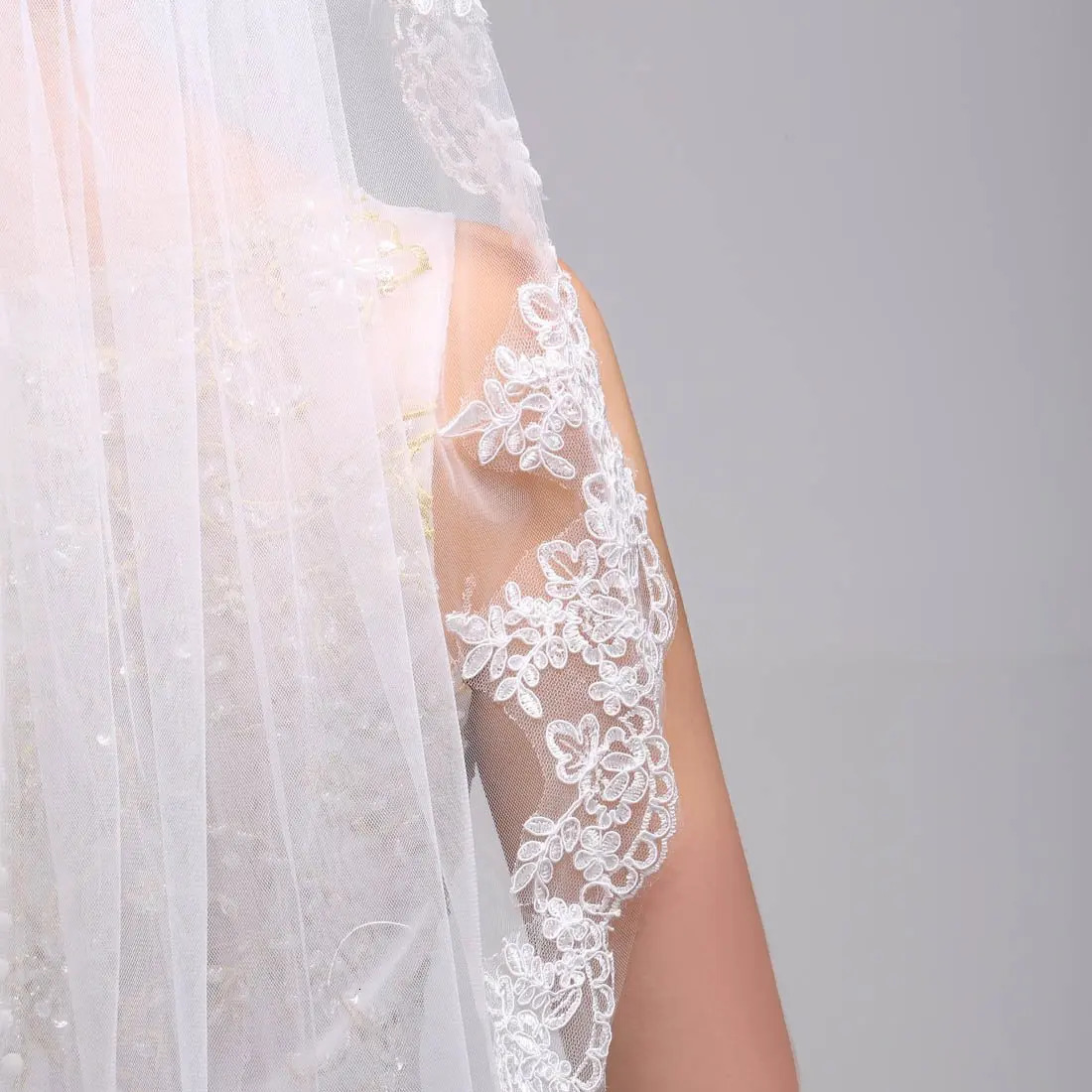 Noiva Short One Layer Lace Edge White Ivory Wedding Veil Tulle Bridal Veil Wedding Accessories Voile Mariage 250610
