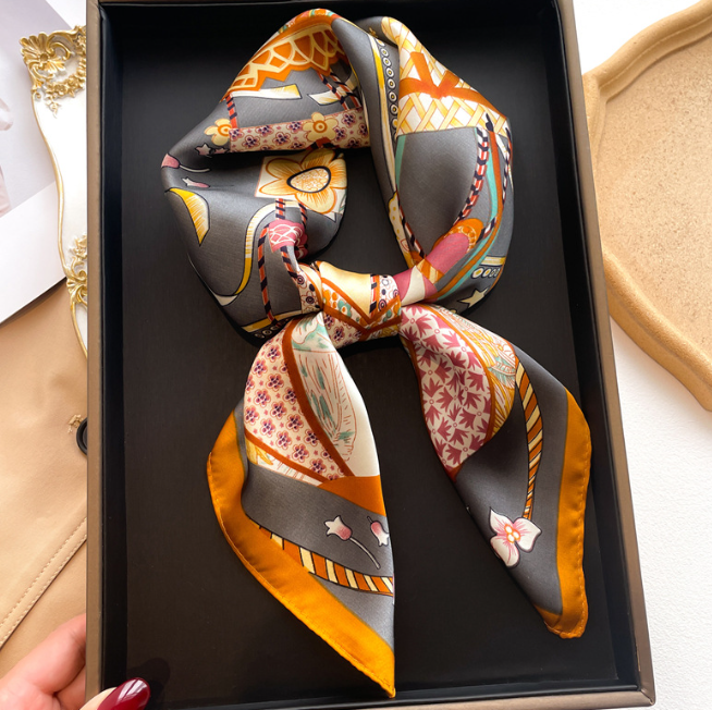 40style 70X70CM Head Scarf Headband for Women Fashion Long Handle Bag Scarves Paris Shoulder Tote Luggage Ribbon Head Wrap