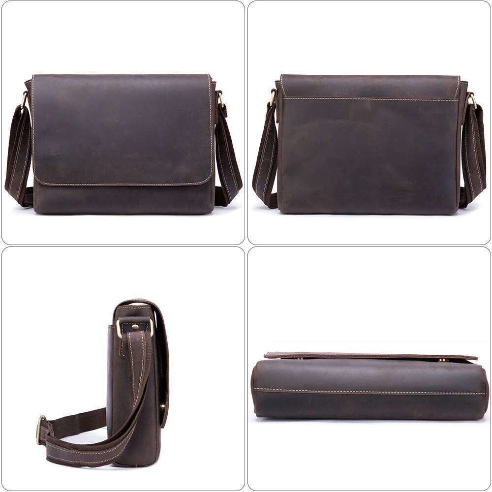 WESTAL 13Inch Computer Crazy Horse Leather Men's Briefcases Laptop Bag Office For Men Cover Shoulder Messenger Bags