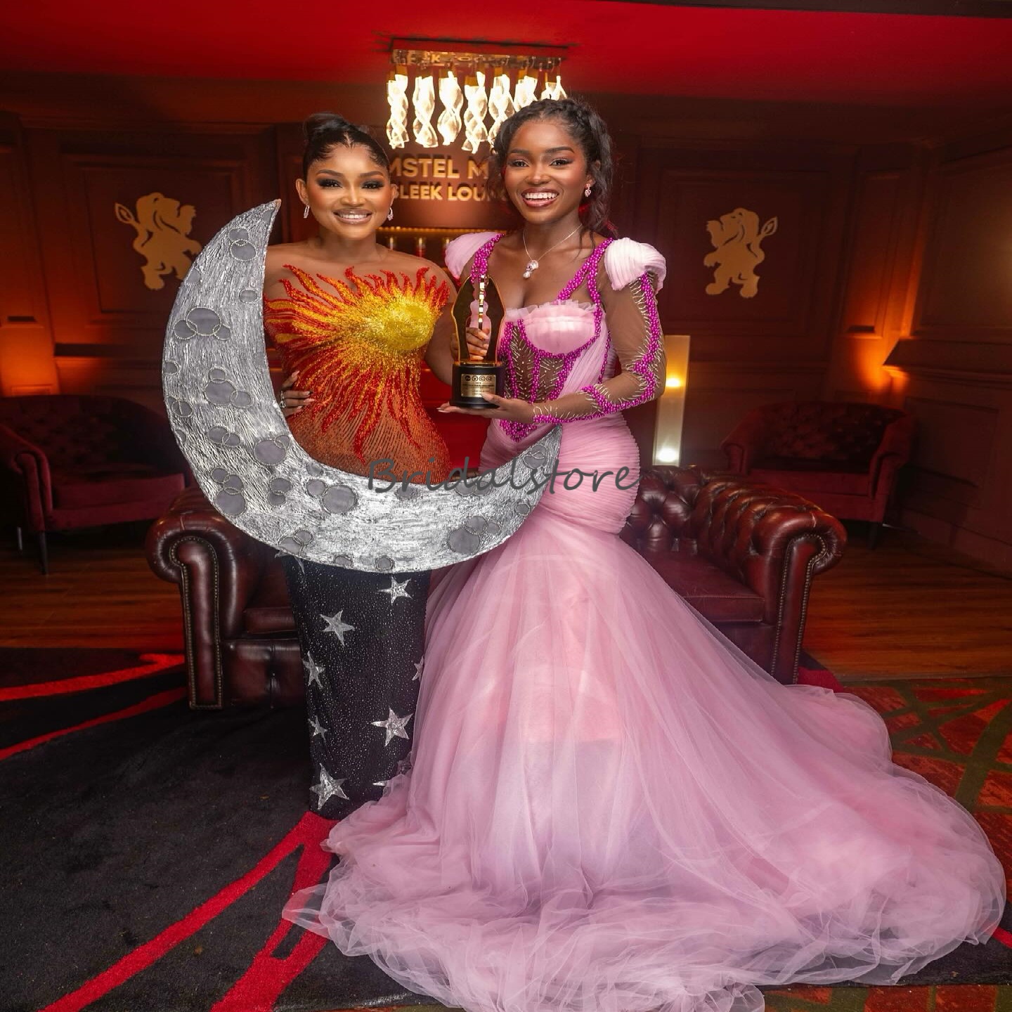 Luxury Pink Aso Ebi Prom Dress Charming Beaded Mermaid Evening Dress African Nigeria Tulle Birthday Dress Formal Vestio De Gala Party Dress 2025 Robe 
