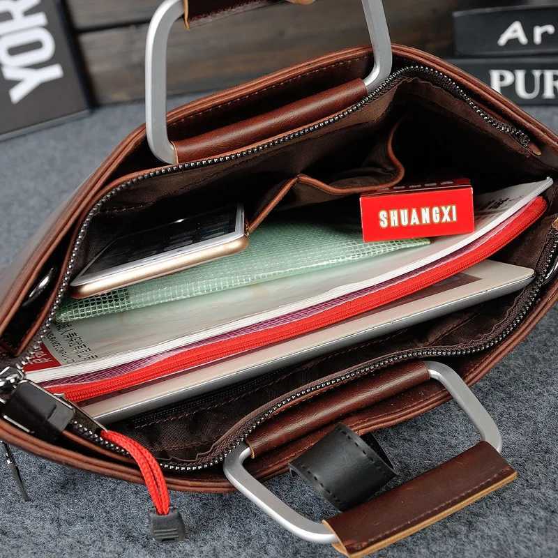 Luxury Business Briefcase Male High-quality Crazy Horse Leather Crossbody Shoulder Bag Men Laptop Bag Man Handbag Briefcases sac W250610