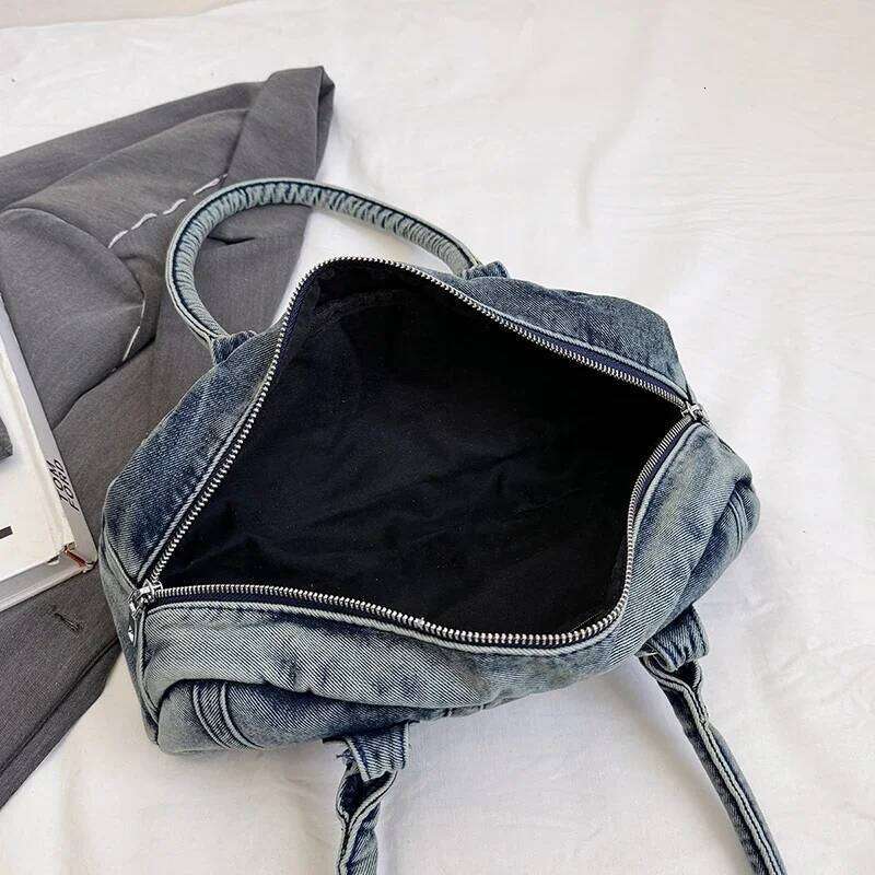 Casual Travel For Women Designer Business Boston Large Capacity Denim Shoulder Bag Leisure Pillow Handbag Lady