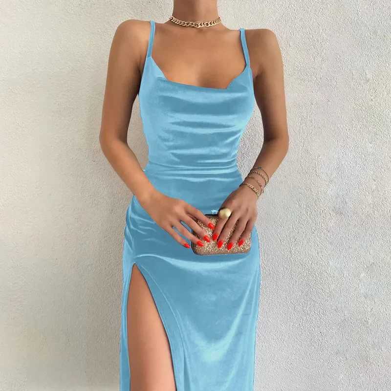European and American style womens clothing for spring and summer fashionable and sexy slim fit slit camisole dress for women XJ250610