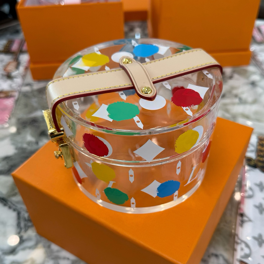 Designer Jewelry Box Transparent Box Fashion Key Stationery Genuine Leather Handle Letter Design Canvas Stained Glass Leather With Scarve