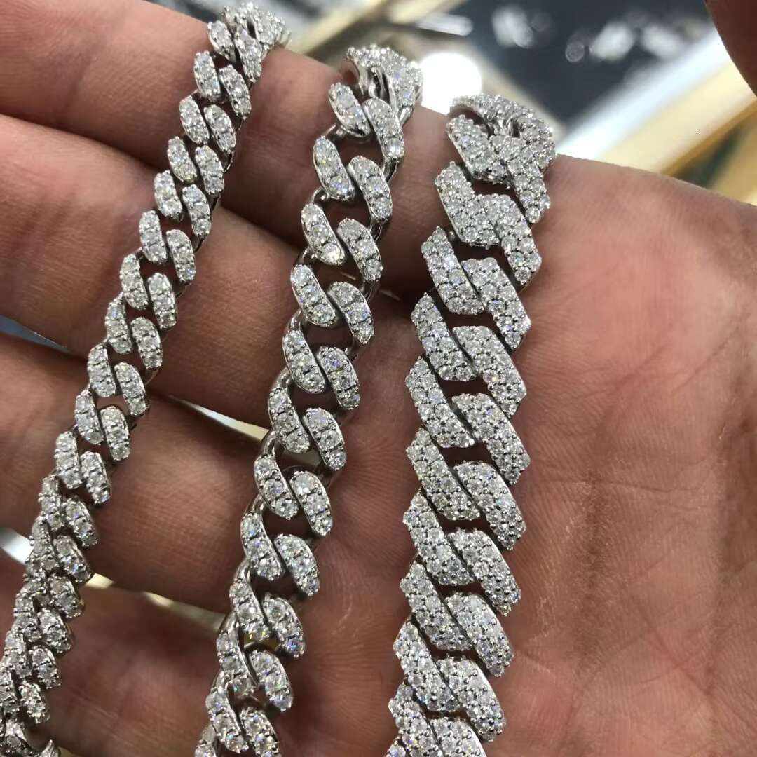 OACOCA VVS Moissanite Tennis Necklace in 925 Silver Durable Cuban Link Chain Unisex Hip Hop Jewelry HOT