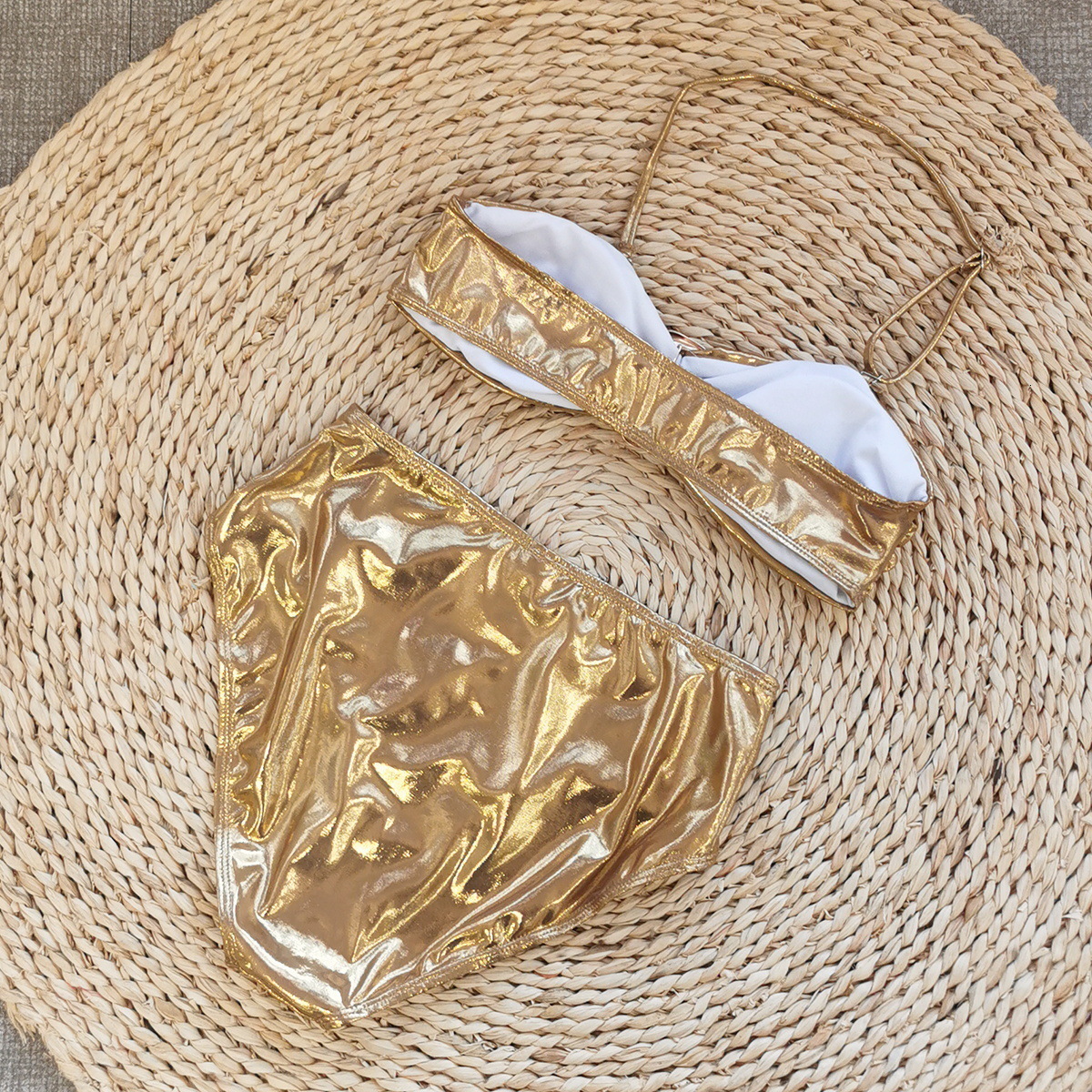 Strapless Halter Tie Sexy High Waist Bikini Two-Piece Swimsuit Women Three-Piece Set Bikini 2025 250225