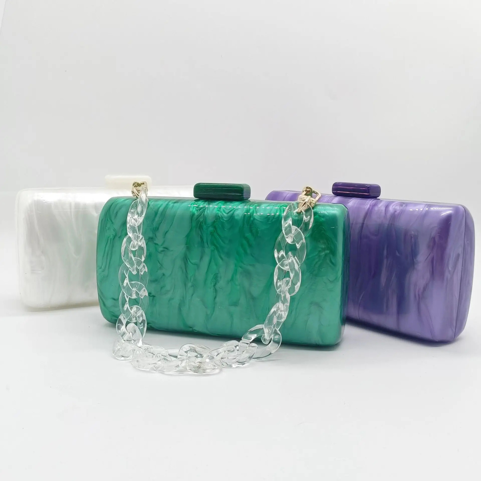 XIYUAN Women GreenPurpleWhite Acrylic Box Evening Clutch Bag For Wedding y Boutique Gift Purses And Handbags Ladies 250605