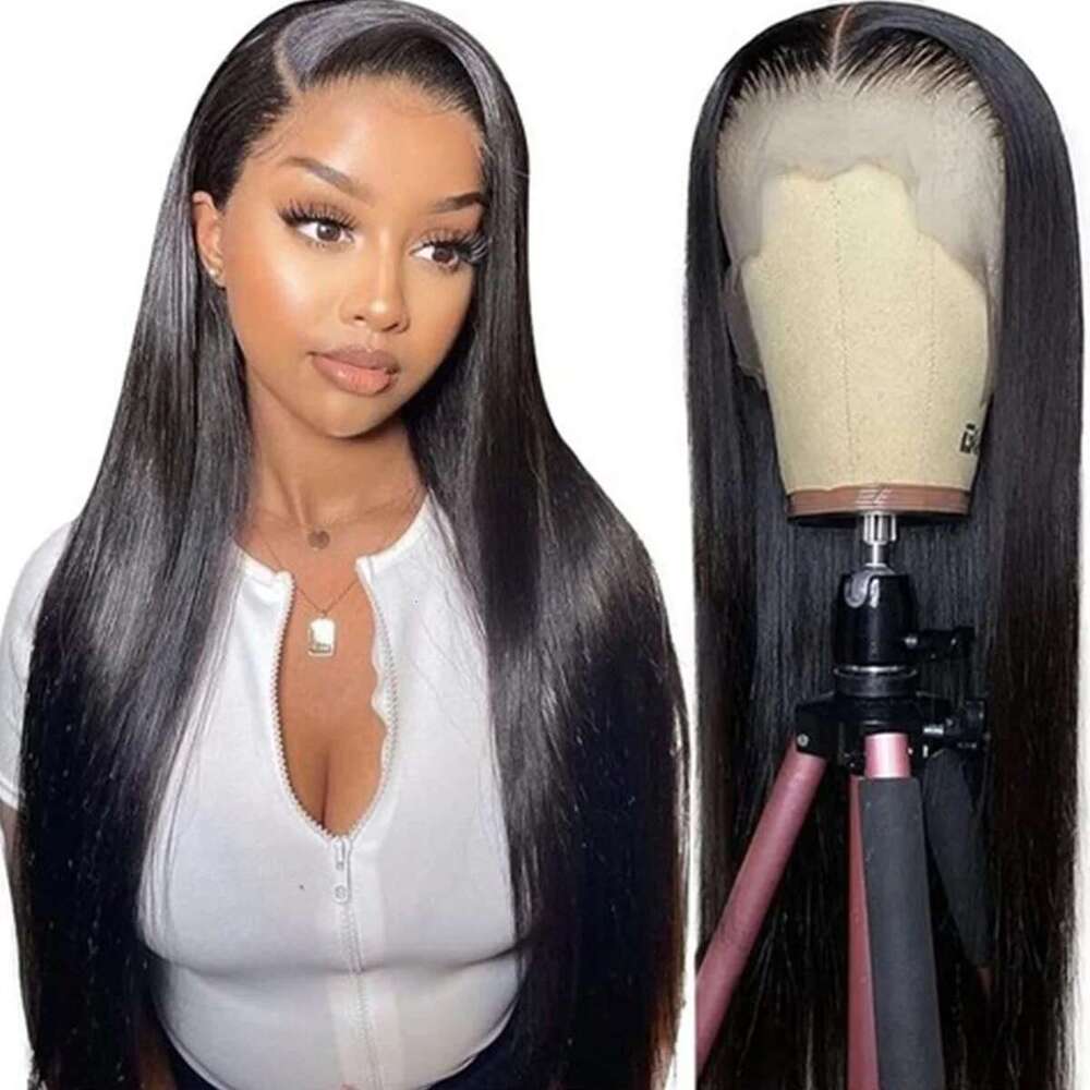 Straight Long Front Human Hair Pre Plucked 13x4 Lace Frontal For Women Wigs Indian wig Natural Hairline 180 density