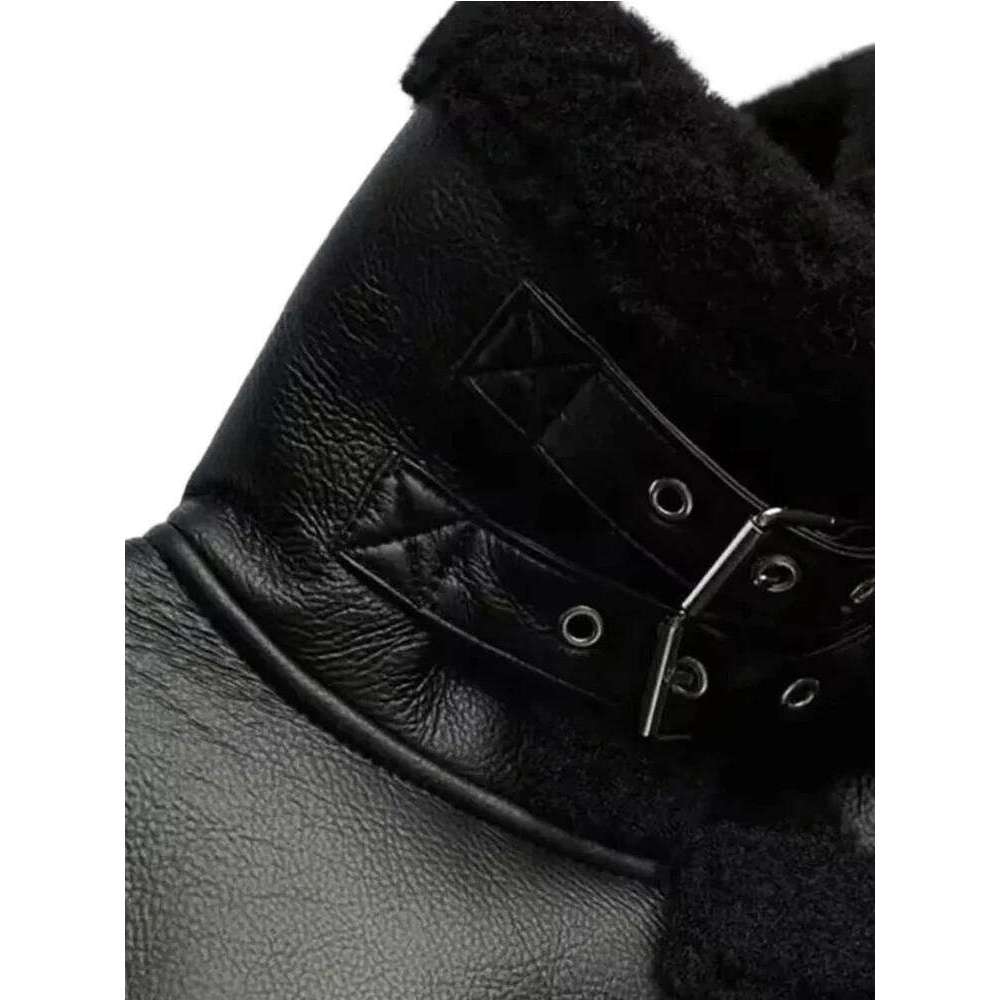 ZBZA Women Bomber Warm Jacket Coat Lapel Long Sleeve Pocket Zip Tie At Neckline Faux Leather Outerwear Fall Winter Female PU Top