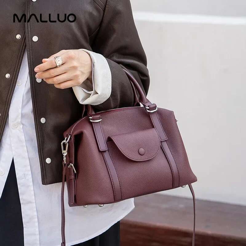 Women's Natural Cow Leather Shoulder Bags Female Fashion Designer Handbag Ladies Commute Retro Cowhide Crossbody Bag Lady