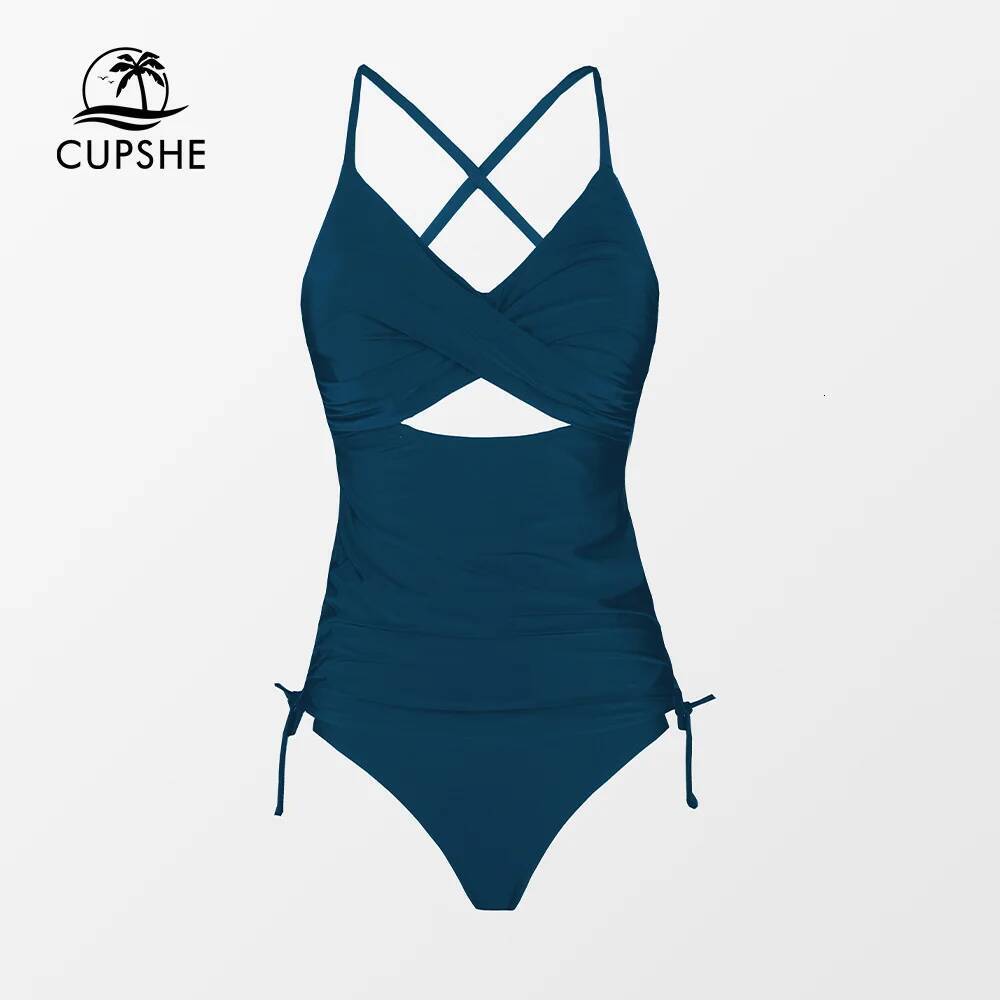 Cupshe Maternity Mid Waist Tankini Swimsuit For Pregnant Women Sexy Cut Out Bikini Sets Two Piece Swimwear Bathing Suit