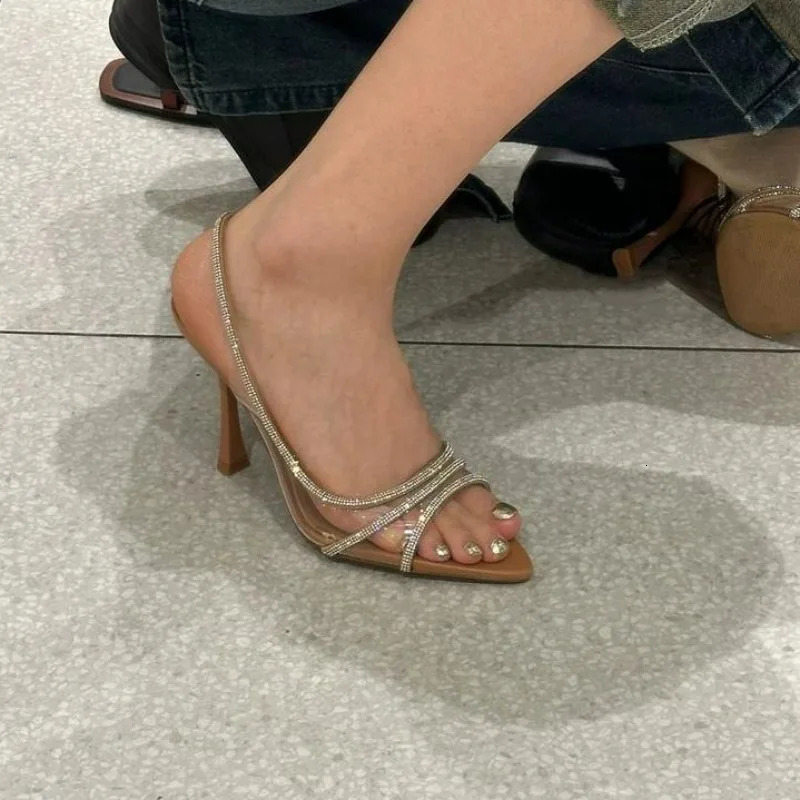 Summer Crystal Women Sandals Fashion Elegant Transparent High Heel Shoes Ladies Outdoor Party Dress Sandalias 250610