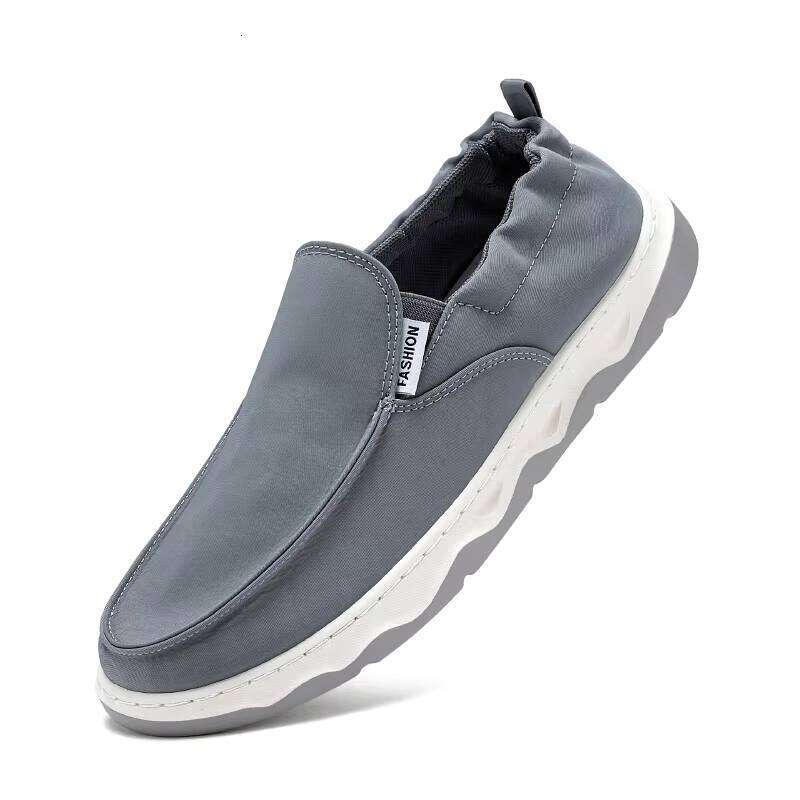Wholesale Lazy Slip-on Comfortable Fisherman Boots Men's Solid Color Low-top Casual Canvas Shoes