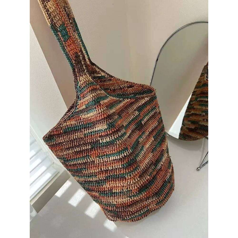 Color Raffia Straw Lady Shoulder Designer Handbags Large Bag Handmade Summer Beach Purses High-Quality Wholesale