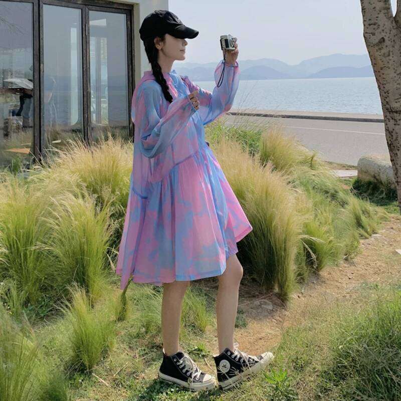 DEAT Fashion Printed Thin Sunscreen Jacket Women;S Hooded Big Size Zipper Long Sleeves Jackets Summer New Tide 7Ab9182