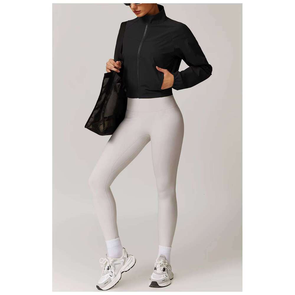 Inner Pocket Windproof Outdoor Sports Windbreaker Casual Yoga Jacket Zipper Running Fitness Women