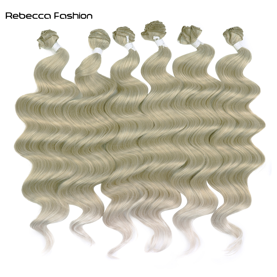 Rebecca Fashion Deep Wave Synthetic Hair Extensions 6pcs Set of Long Length (24 Inches) for Stylish Braids & Twists