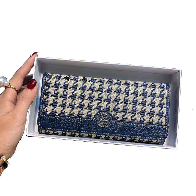 Genuine Leather Long Wallet for Women New Small Niche Design Multi-Card Holder Canvas Coin Purse