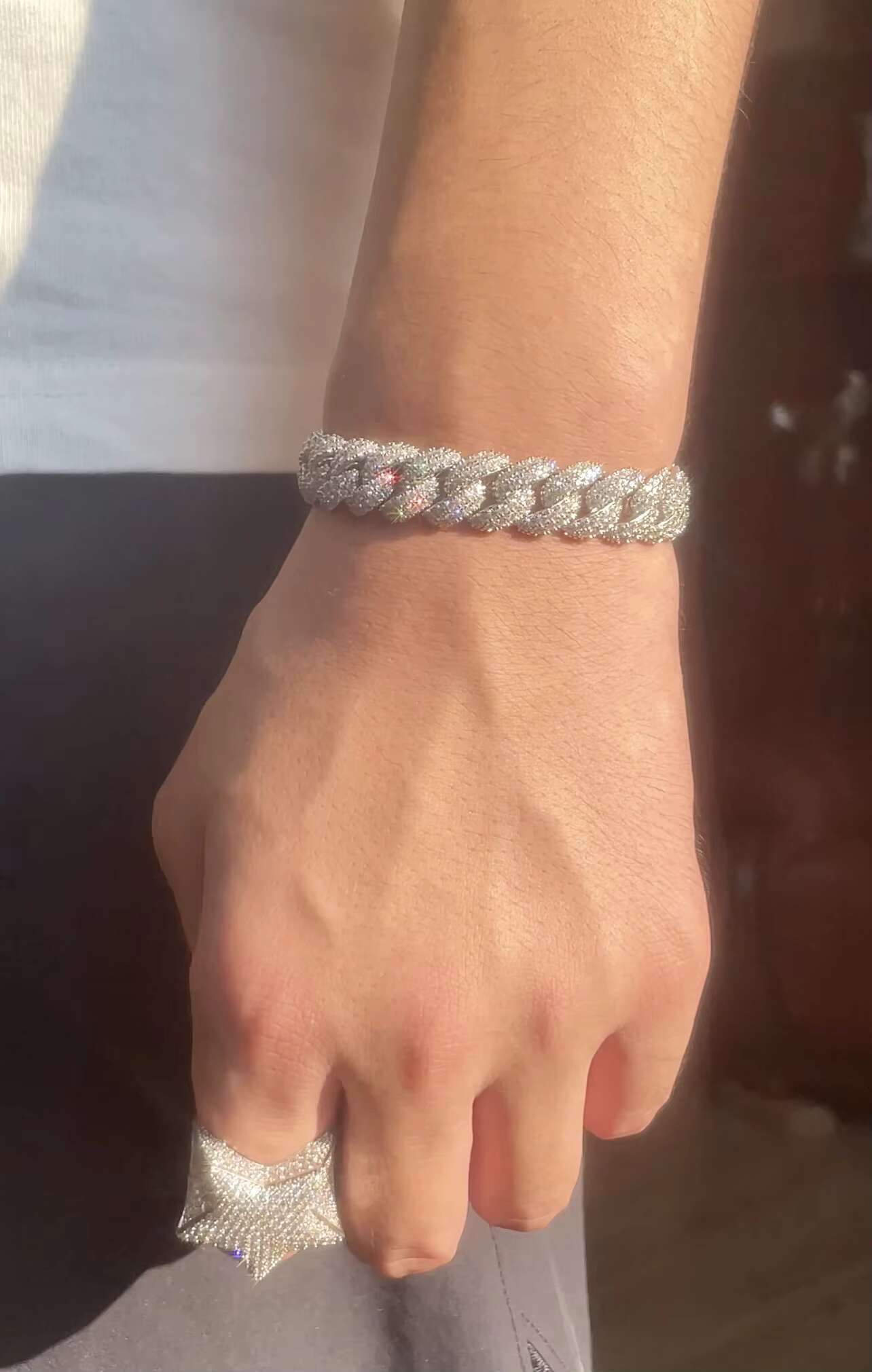 OACOCA 8MM -15MM Moissanite Cuban Chain Necklace Sale Hip Hop Style Vvs Diamond 925 Silver Cuban Link Bracelet