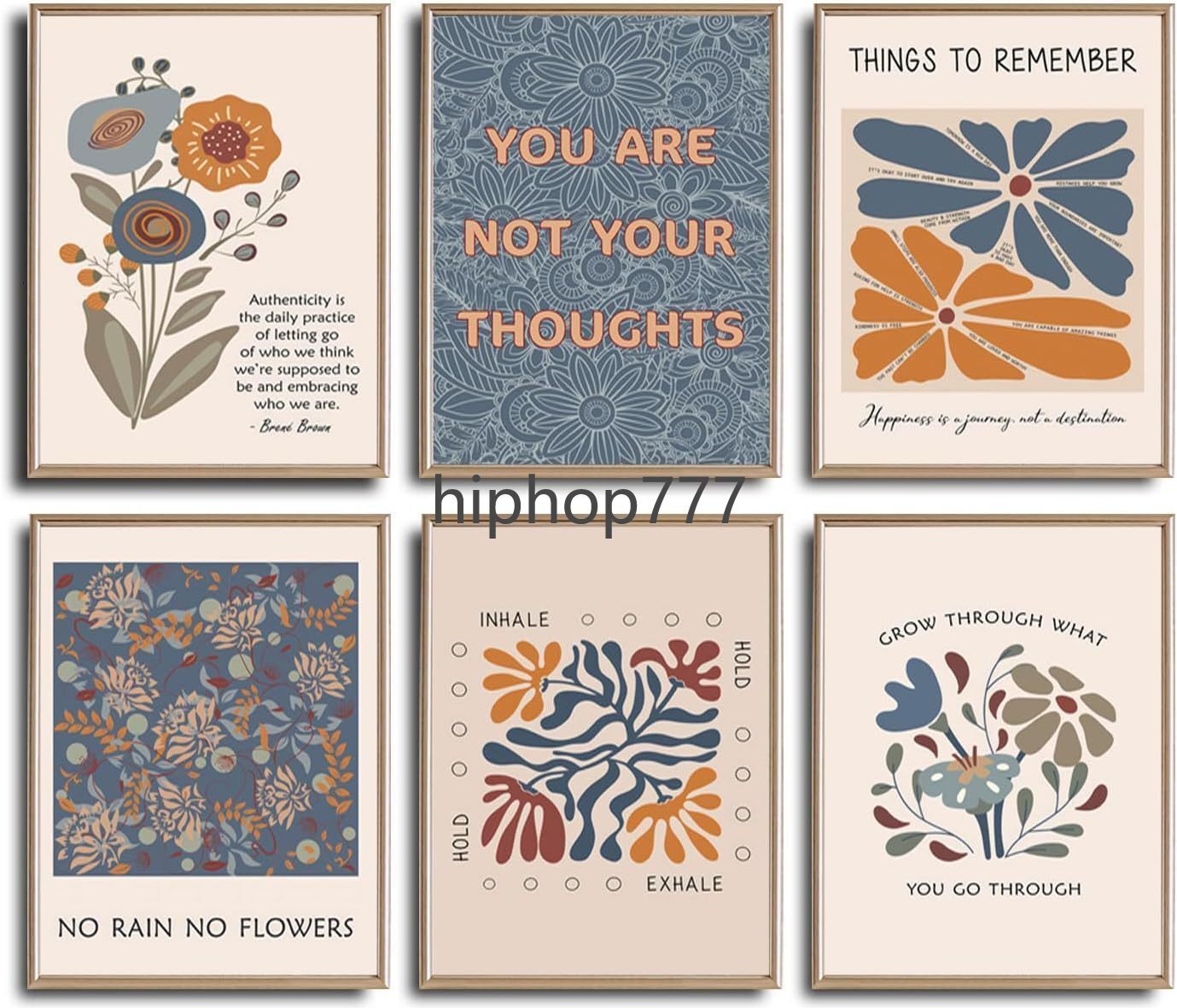6 Mental Health Posters Bohemian Style Motivational Psychology Wall Decor Pictures Therapy Office Wall Art Inspirational Positive Quotes Canvas Poster