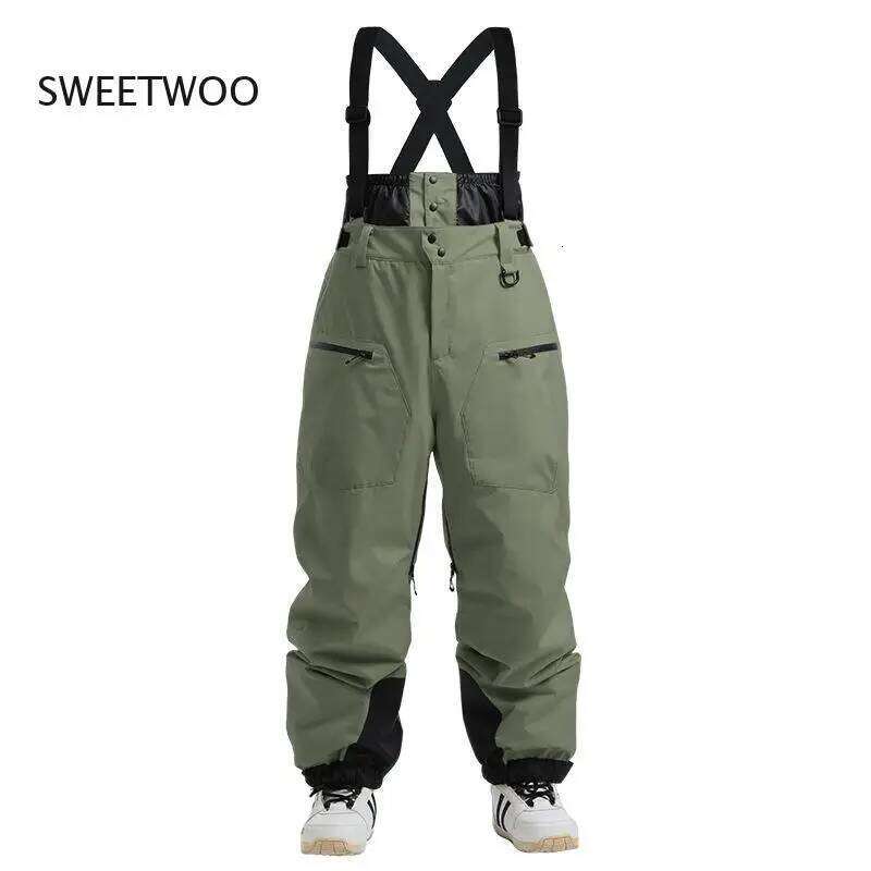 Women's Windproof Waterproof Winter New Ski Pants Strap Thickened Quilted Warm Single And Double For Men