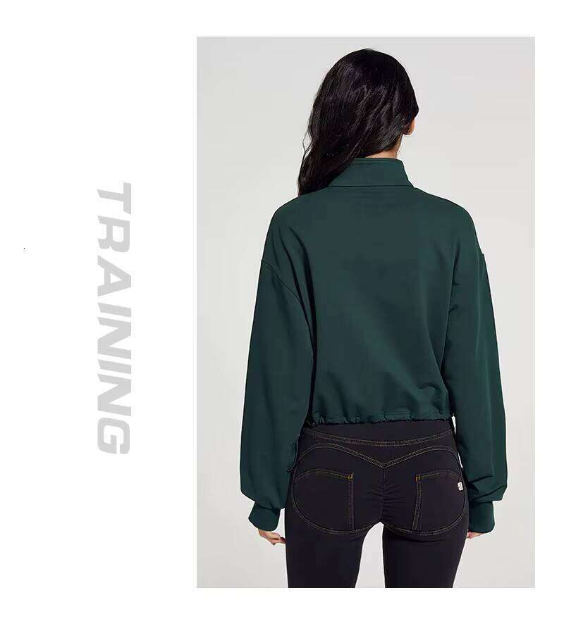Training & Clothing Autumn 1/4 Zipper Sports Gym Jogging Yoga 95% Cotton Cut Oversized Pullover Women's Hoodie